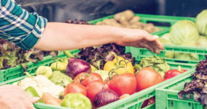 Shipment of fresh produce arriving at a restaurant