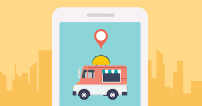 Illustration of food truck location identified on a smart phone