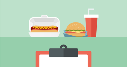Illustration of hotdog hamburger drink and clipboard