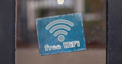 Free wifi sign posted in cafe window