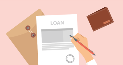 Illustration of someone filling out a loan document