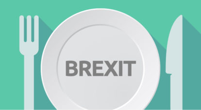 illustration of place setting with BREXIT on the plate