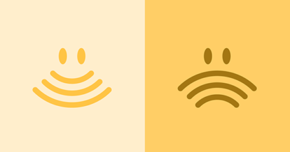 Illustration of Wifi signs shaped in a happy and a sad face