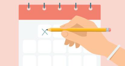 Illustration of hand marking days off on a calendar