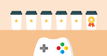 Illustration of a gamified coffee rewards program