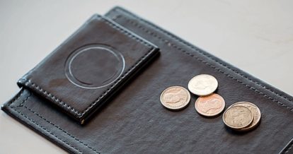 Coins on a bill fold