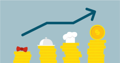 Illustration of stacks of coins trending upward