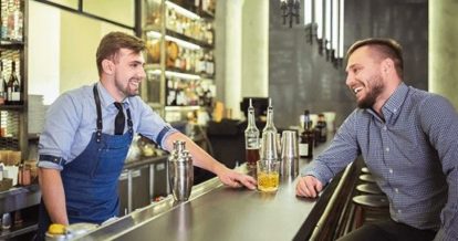 Bartender chatting with a patron