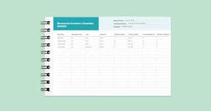 Preview of the restaurant inventory template