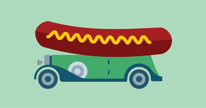 Illustration of a hot dog food truck
