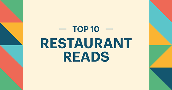 Top 10 restaurant reads graphic with colourful geometric designs