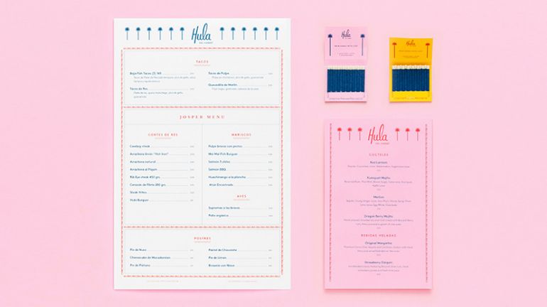 A simple menu with pink accents