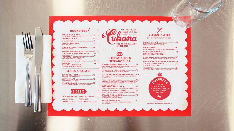 A menu with a red border and red text