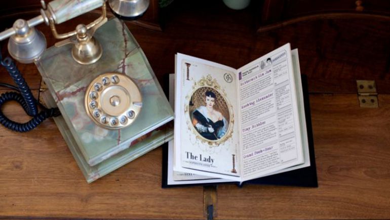 A menu that looks like a vintage book