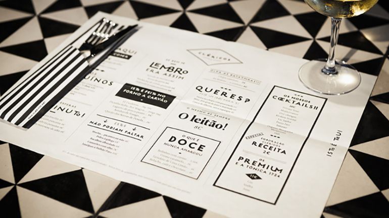 A simple black and white menu