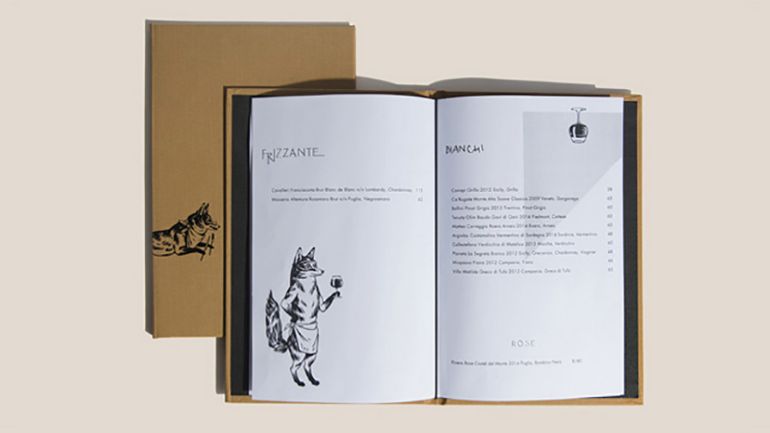 A menu in a simple book format