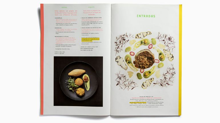 A menu with an ample amount of food photography