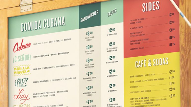 A fun colorful playful menu