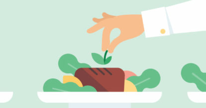 Illustration of chef garnishing a dish