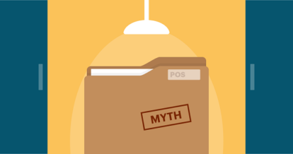 illustration of a folder labelled POS that's been rubber stamped myth