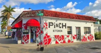 Brightly coloured exterior of Pinch Kitchen