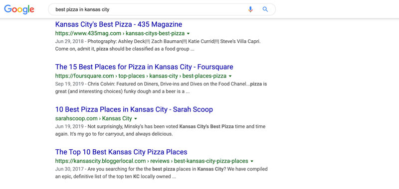 Screenshot of google search