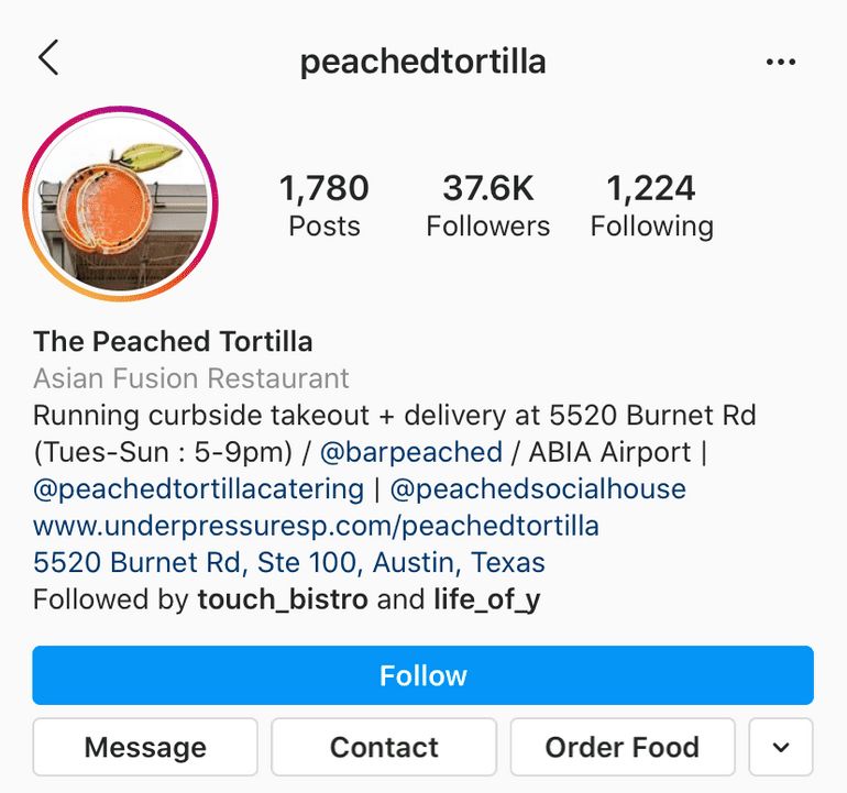 Peached Tortilla restaurant social media marketing profile shot