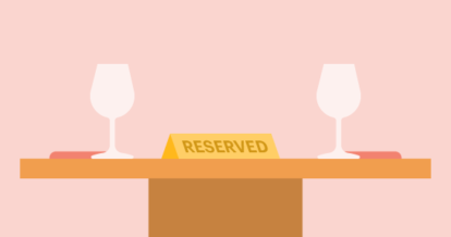 Illustration of a restaurant table set up with a reserved sign