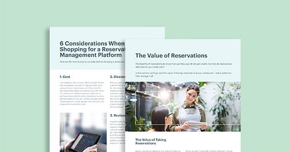 2 page previews of the complete restaurant reservations guide