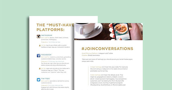 Preview of 2 pages from the guide to restaurant social media
