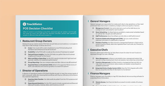 Preview of 2 pages inside the restaurant POS decision checklist