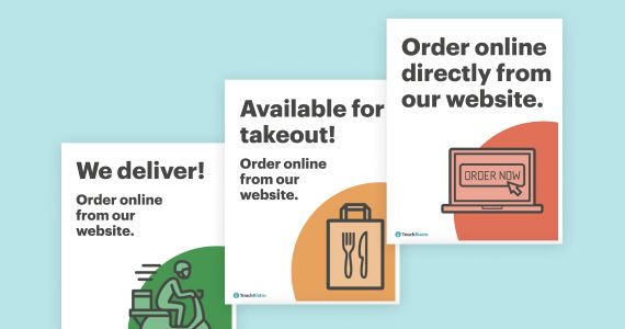 3 posters advertising online ordering