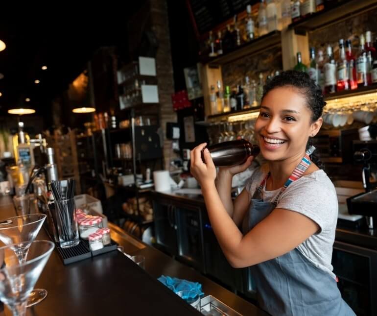 Bartender shaking a cocktail