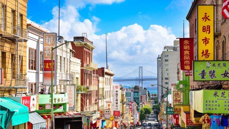 Colorful china town neighbourhood