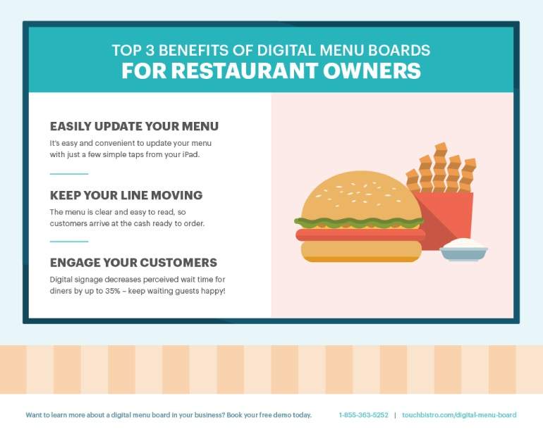 Top 3 benefits of digital menu boards infographic