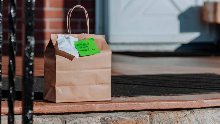 food delivery left on doorstep