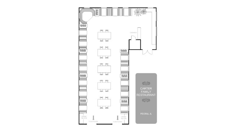 Carter Family Restaurant floor plan.