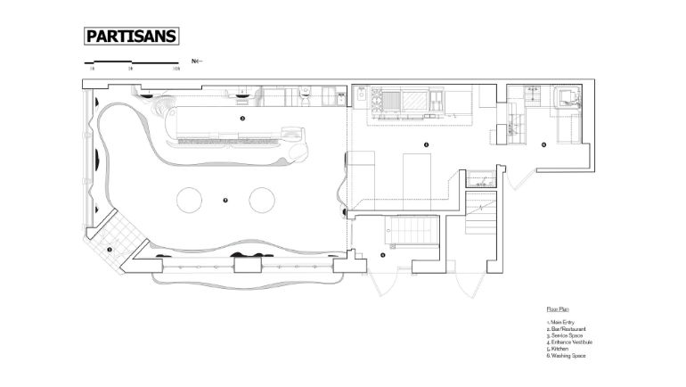 The restaurant floor plan for Bar Raval.