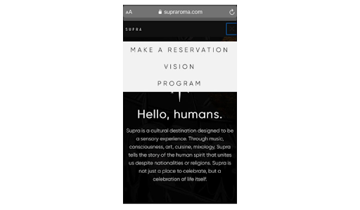 example of online reservation on a mobile website
