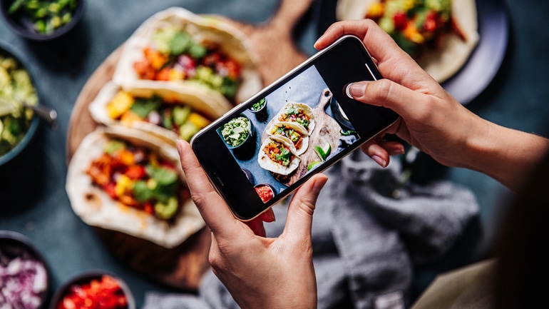 Restaurant instagram photography of tacos