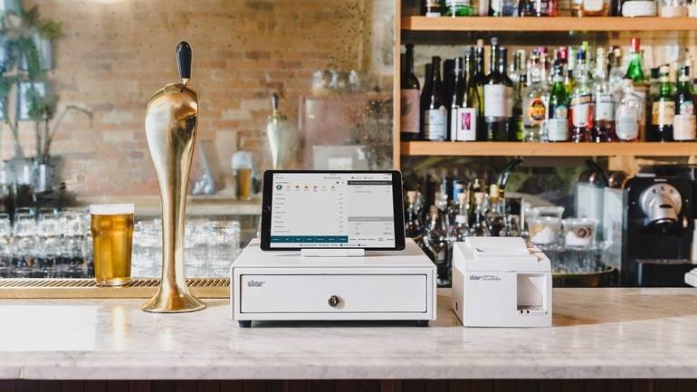 TouchBistro POS on a marble bartop