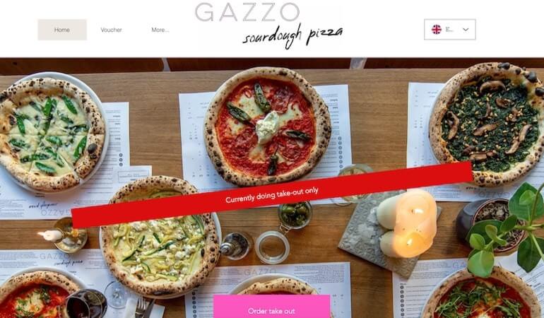Website for Gazzo pizza in Berlin