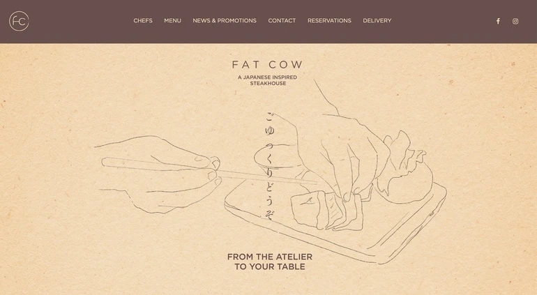 Fat Cow restaurant website