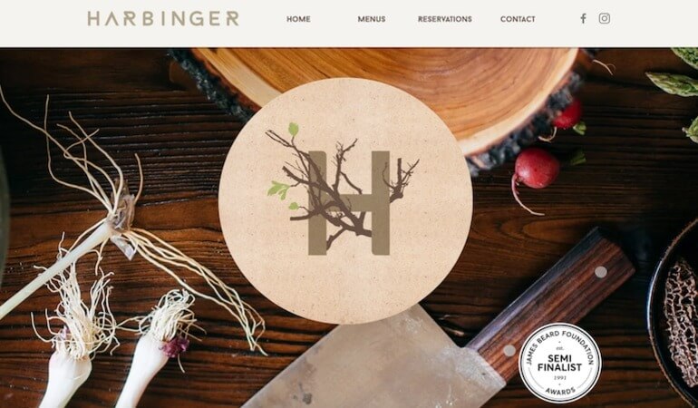 Harbinger restaurant website