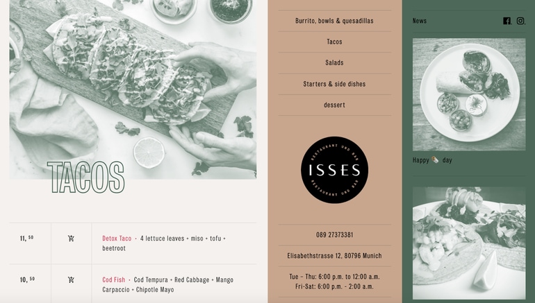 Isses restaurant website