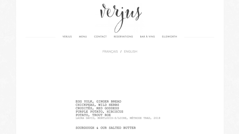 Verjus restaurant website