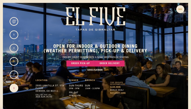 El Five restaurant website