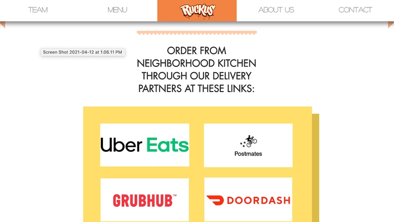 Ruckus restaurant website