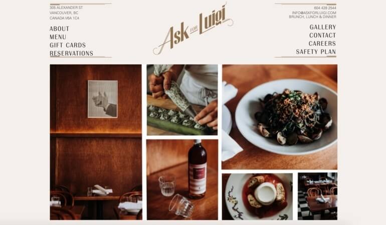 Restaurant website for Ask for Luigi