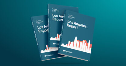 Blue cover image of the 2023 Los Angeles State of Restaurant Report.